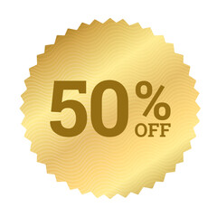 Sale up to 50% off label sticker, Gold round circle zigzag Edge badge icons for advertising discount product ,Golden vector design shiny for packaging design element or shopping website