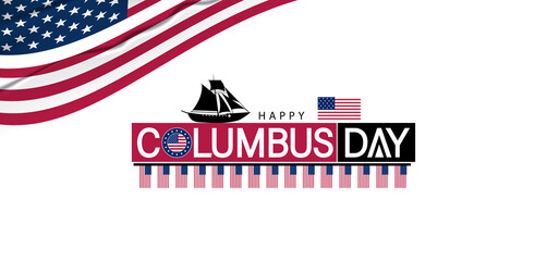 Festive Columbus Day design showcasing the USA embodying happiness and national pride