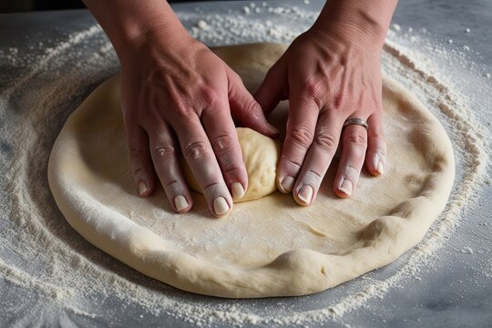Making Pizza Dough From Scratch Using Hands-On Kneading Techniques on a Floured Surface