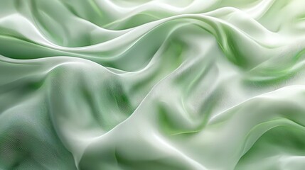 Obraz premium Soft curved green lines cascading like silk threads, blending into an abstract organic pattern with gentle hues, creating a serene wallpaper background