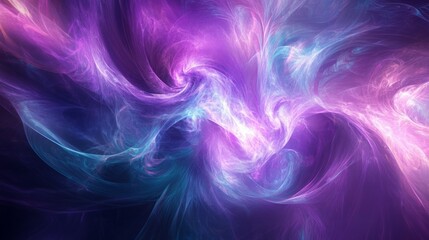 Abstract swirling digital art in shades of blue and purple.
