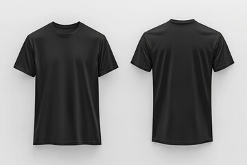 Naklejka premium Black Tshirt Mockup Front and Back Isolated created with Generative AI