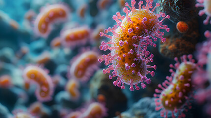 viruses and bacteria, biotechnology science concept