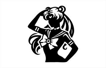  sailorwoman model girl illustration of black shape silhouette vector design