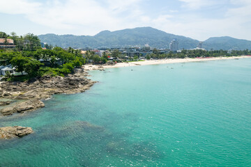 Naklejka premium High angle view Beautiful Seashore in summer high season at Phuket island Thailand