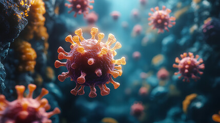 Fototapeta premium viruses and bacteria, biotechnology science concept