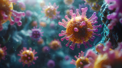 Fototapeta premium viruses and bacteria, biotechnology science concept