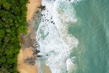 High angle view Beautiful Seashore in summer high season at Phuket island Thailand