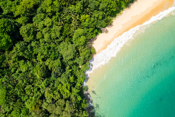 High angle view Beautiful Seashore in summer high season at Phuket island Thailand