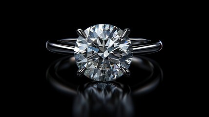 Beautiful diamond ring with a sparkling round cut, elegantly set on a shiny band, perfect for engagement or special occasions.