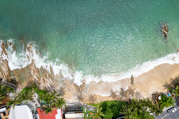 High angle view Beautiful Seashore in summer high season at Phuket island Thailand
