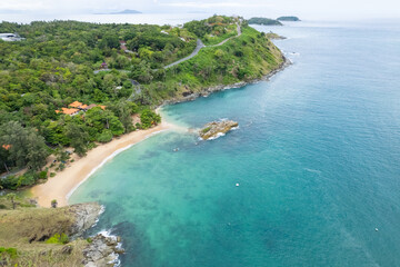 High angle view Beautiful Seashore in summer high season at Phuket island Thailand