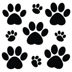 Fototapeta premium Animal Paw Silhouettes vector illustration