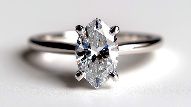 Stunning silver ring featuring a beautiful marquise diamond, perfect for engagements or elegant jewelry collections.