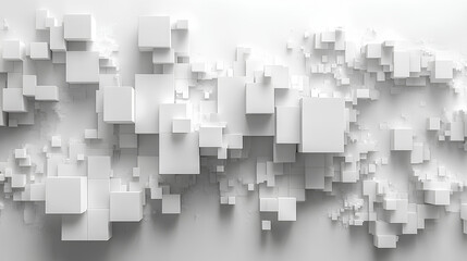 white digital pixel squares art, isolated png geometric overlay