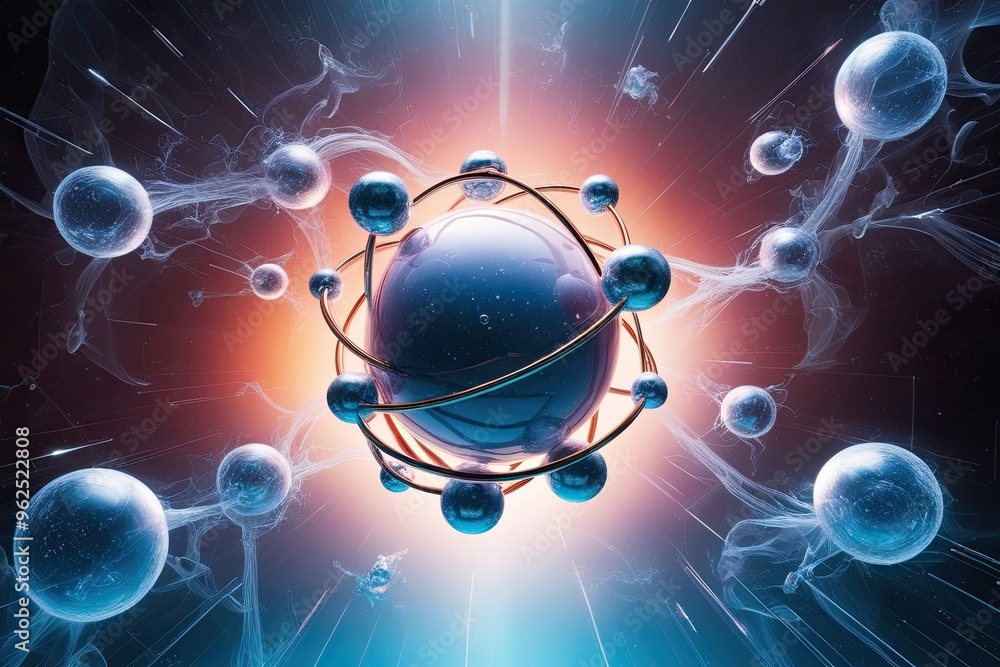 Poster three dimensional abstract spectrum of ethereal atoms and molecules in science