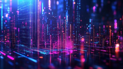 Obraz premium A Futuristic Cityscape Illuminated by Neon Lights