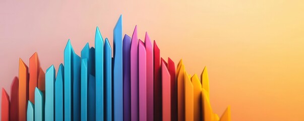 Time series analysis, colorful lines plotting data over a timeline, 3D illustration