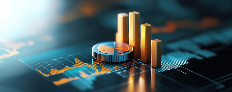 Multiple regression, overlapping graphs with different data sets, 3D illustration