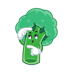 Cute cartoon broccoli mascot with a funny expression. Perfect for healthy food promotions and kids' content.