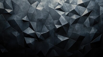 Fototapeta premium Abstract dark gray geometric polygonal pattern with grunge texture.