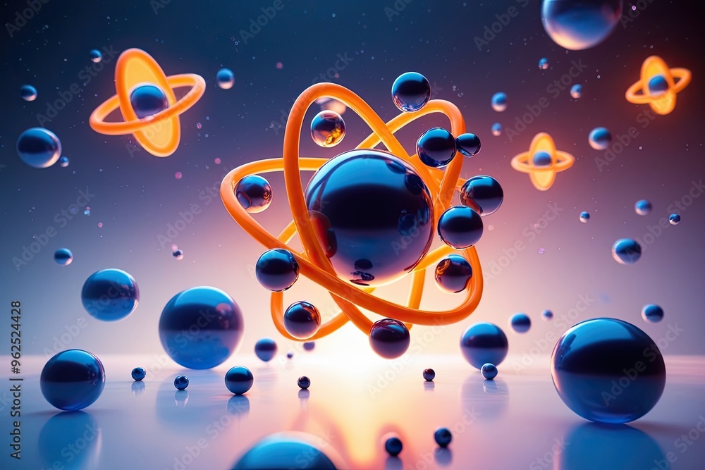 Aufkleber dynamic 3d atoms and molecules in vivid abstract backgrounds for enhanced visual experience
