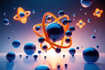 Fototapeta premium Dynamic 3D Atoms and Molecules in Vivid Abstract Backgrounds for Enhanced Visual Experience