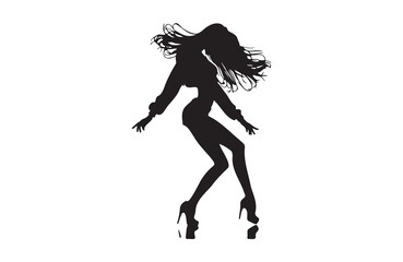 a girl dancing of silhouette vector illustration