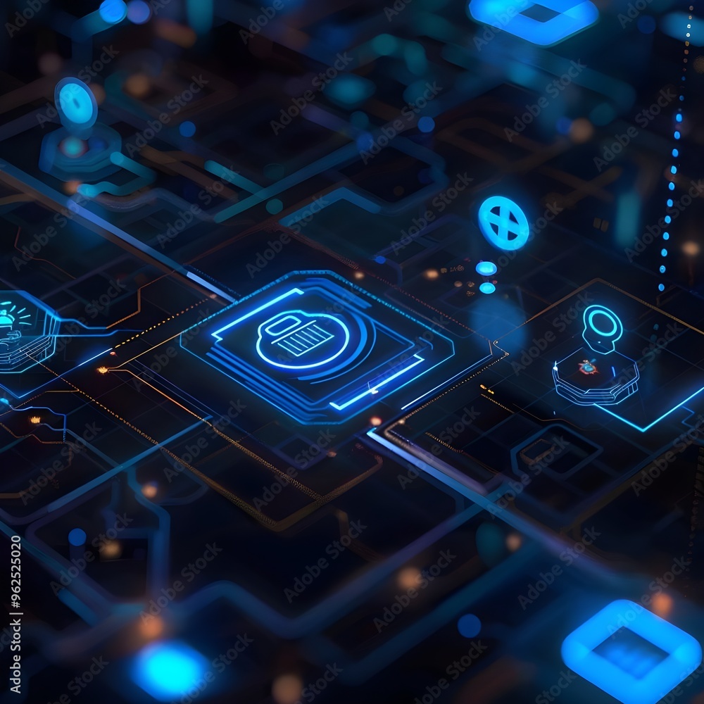 Poster close-up view of an electronic computer circuit board