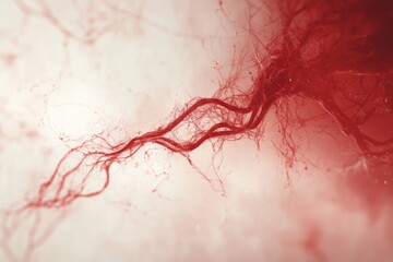 An abstract red flow with intricate vein-like patterns on a soft background.