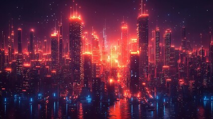 Fototapeta premium A futuristic concept of a city where all transactions are made via digital wallets, symbolizing the evolution of currency and wealth