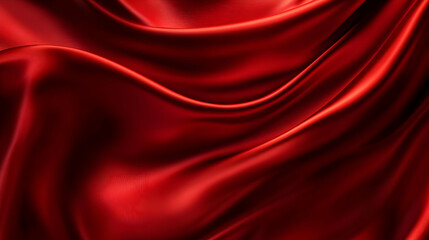 Obraz premium Abstract Red Fabric Draped Smoothly and Elegantly Creating a Luxurious Background with Soft Waves and Shadows