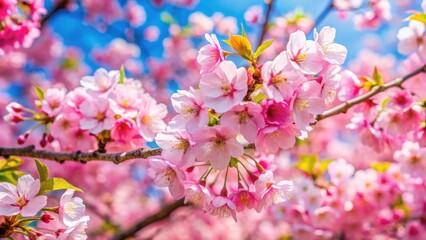 Obraz premium Close-up of vibrant tree blossoms in full bloom , spring, floral, nature, beauty, blooming, petals, seasonal, botanical, pink