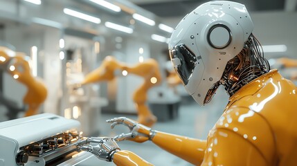 48 An AI-powered predictive maintenance system in a high-tech industrial setting, symbolizing efficiency and reliability through AI