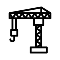 Crane Tower, labor and constructions line icon set vector