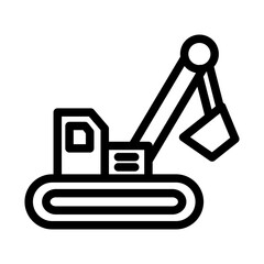 Excavator, labor and constructions line icon set vector