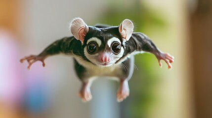 Sugar Glider in Mid-Air, Looking at the Camera