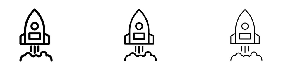 Rocket launch liner icon vector set.