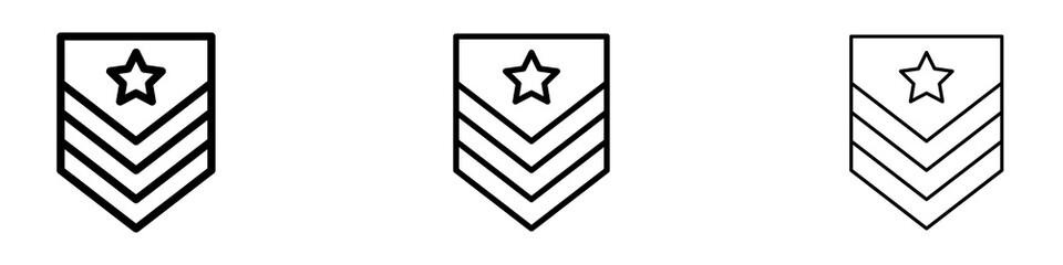 Military rank badge liner icon vector set.