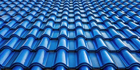Fototapeta premium Close-up of blue roof tiles with abstract textured background surface, blue, roof, tiles, close-up, abstract, textured