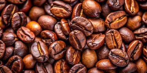 Fototapeta premium Close-up of roasted coffee beans with rich colors and textures , coffee, beans, background, texture, brown, caffeine, aroma, close-up