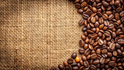 Coffee beans resting on a jute fabric, coffee kernels, coffee beans, jute fabric, coffee, kernels, natural, organic, rustic