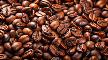 Obraz premium A closeup of a pile of coffee beans with varying shapes and sizes, all in a rich chocolatey hue , coffee, beans, organic, closeup