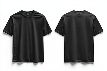 Black Tshirt Mockup Front and Back Isolated created with Generative AI