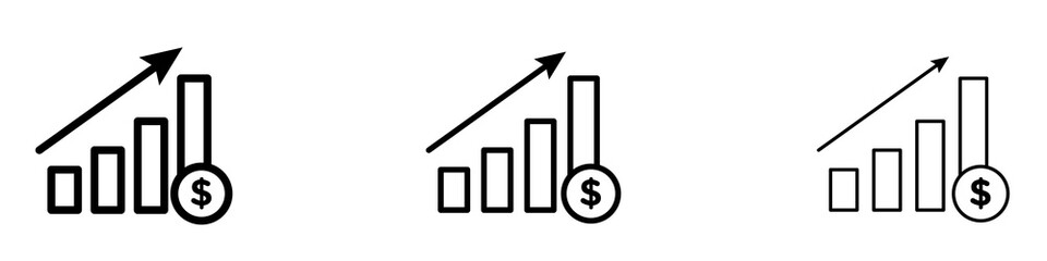 Profit growth liner icon vector set.