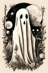 Vintage ghost illustration. 