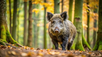Keiler (male wild boar) roaming in the forest, wildlife, black forest, nature, animal, hunting, boar, tusks