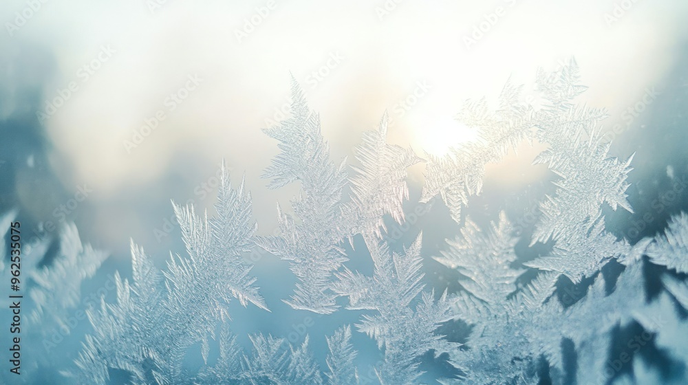 Poster Delicate Frost Patterns on a Window Pane