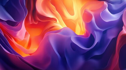 Obraz premium Abstract Wavy Gradient Pattern in Purple, Orange, and Yellow