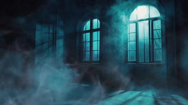Misty castle room bathed in soft moonlight with shadows and an eerie atmosphere
seamless looping 4k time-lapse virtual video animation background. generated ai